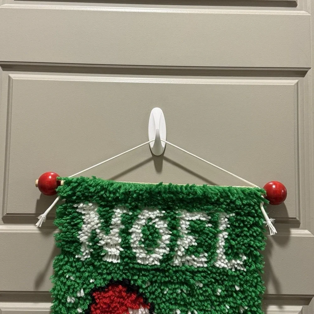 Vintage Christmas Latch Hook Wall Hanging Santa NOEL Banner Yarn Decor 30